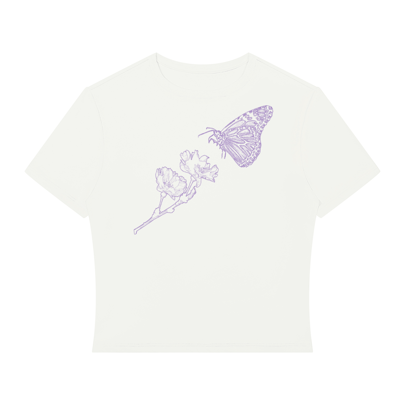 butterfly,effect,shirt,tshirt,performance,crop,top,women,apparel,clothes,summer,light,colors,flowers,roses,minimalist,blue,white,purple