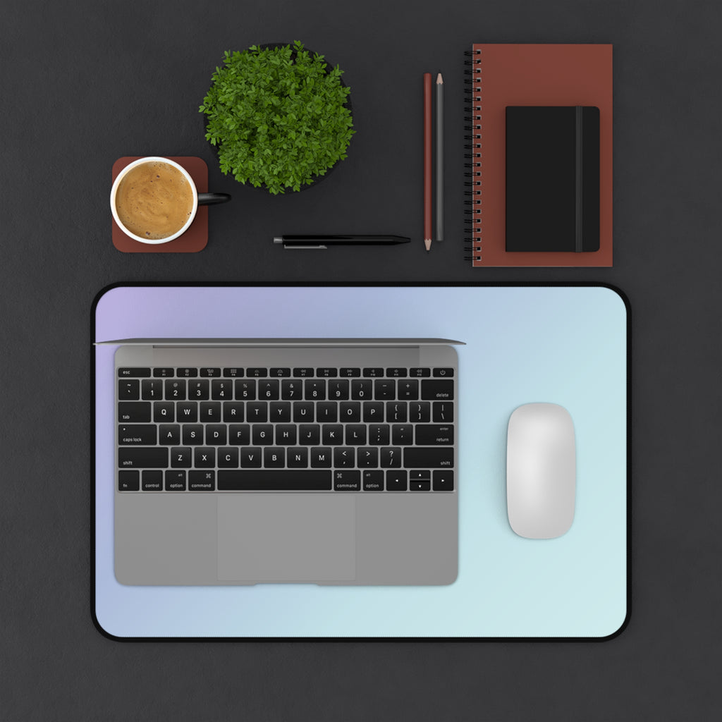 The Butterfly Effect Pastel Gradient Desk Mat with Delicate Butterfly & Flower Sketch
