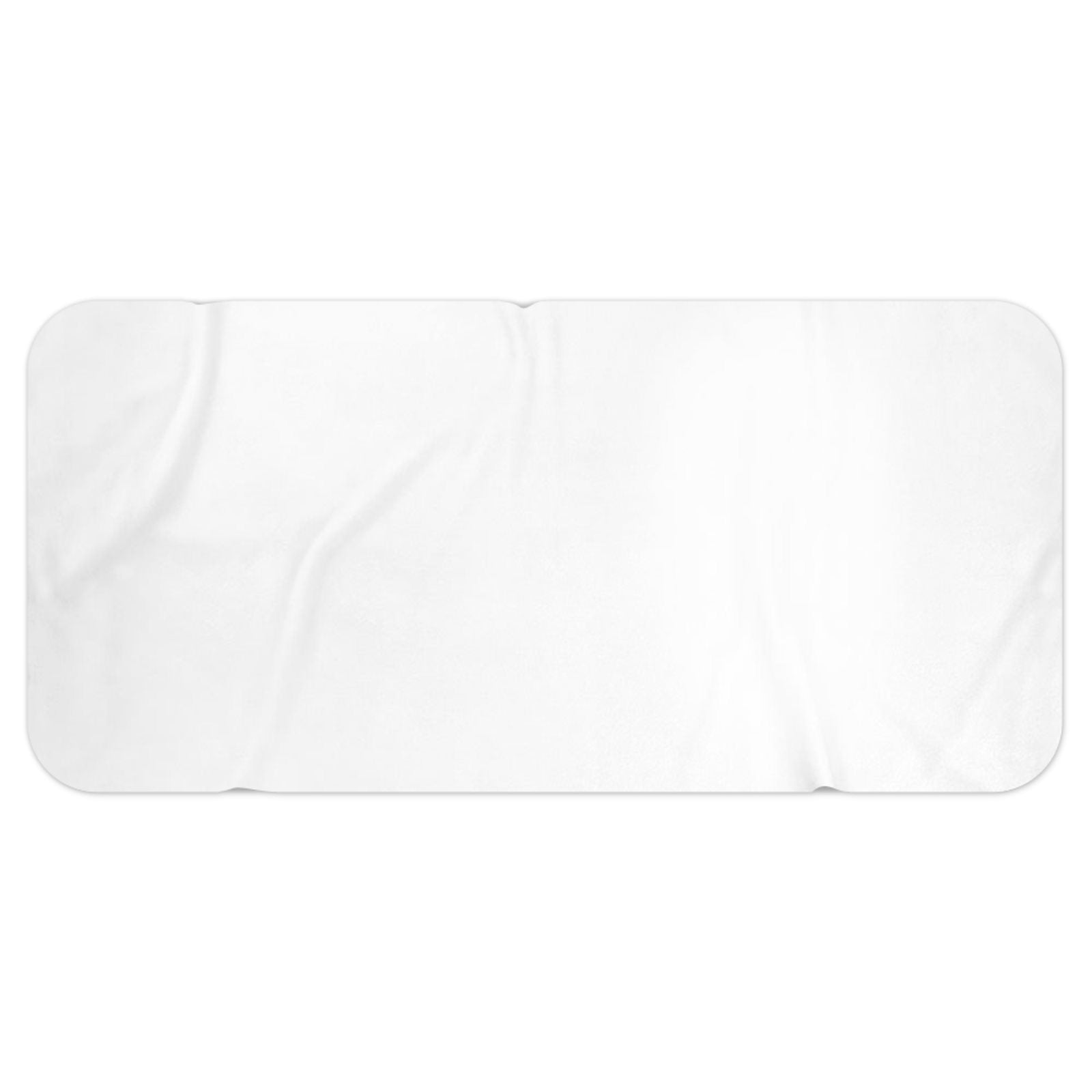 A plain white rectangular fabric item with rounded corners, shown flat against a white background.