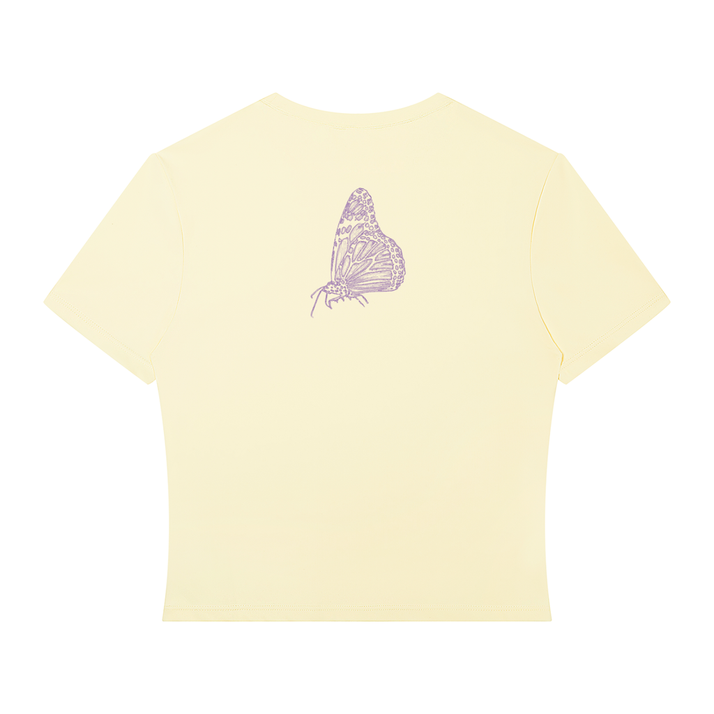 butterfly,effect,shirt,tshirt,performance,crop,top,women,apparel,clothes,summer,light,colors,flowers,roses,minimalist,blue,white,purple