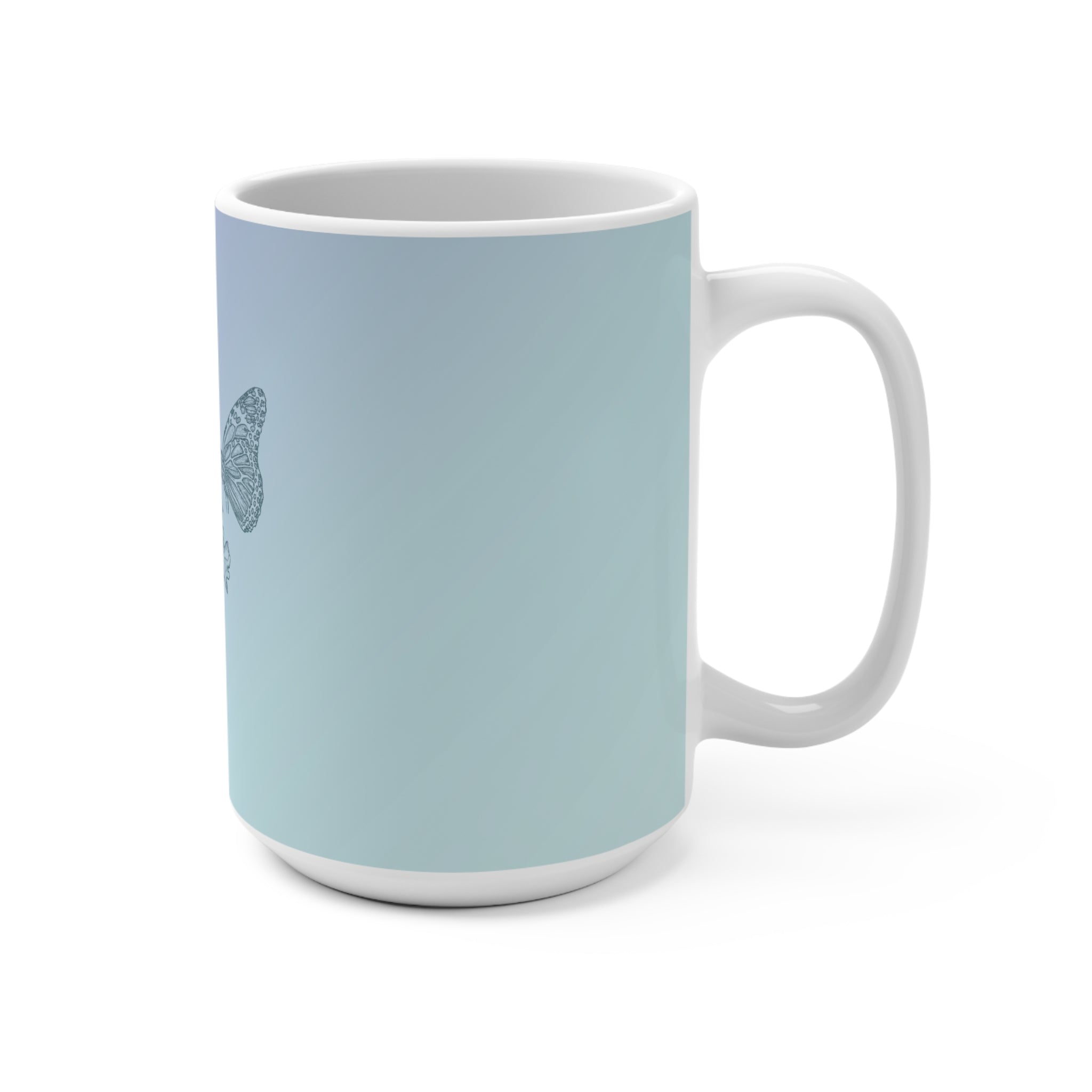 The Butterfly Effect Ceramic Mug — 15oz Gradient Floral Nature Coffee Cup