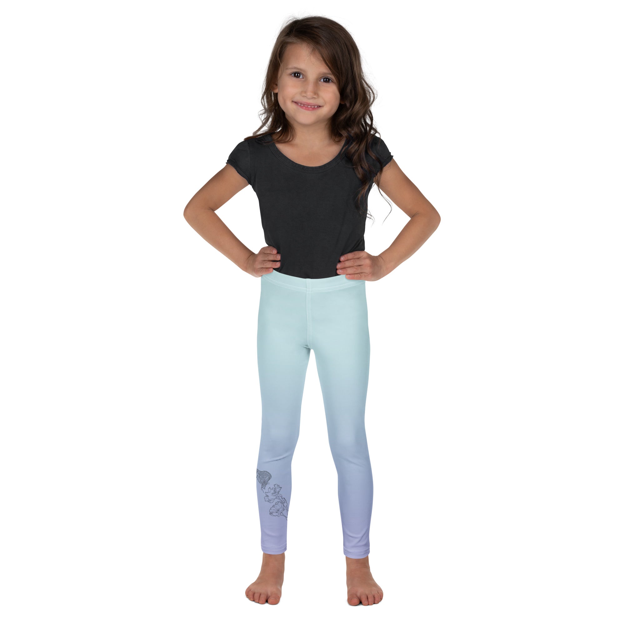 The Butterfly Effect kid's leggings – mint to lavender ombré girls' active leggings
