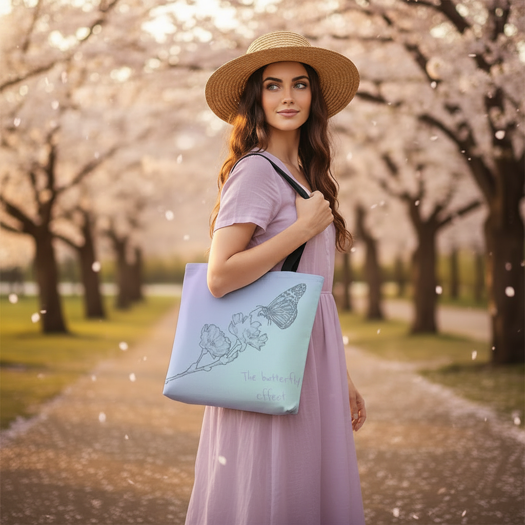 The Butterfly Effect classic tote bag – butterfly print canvas shoulder bag