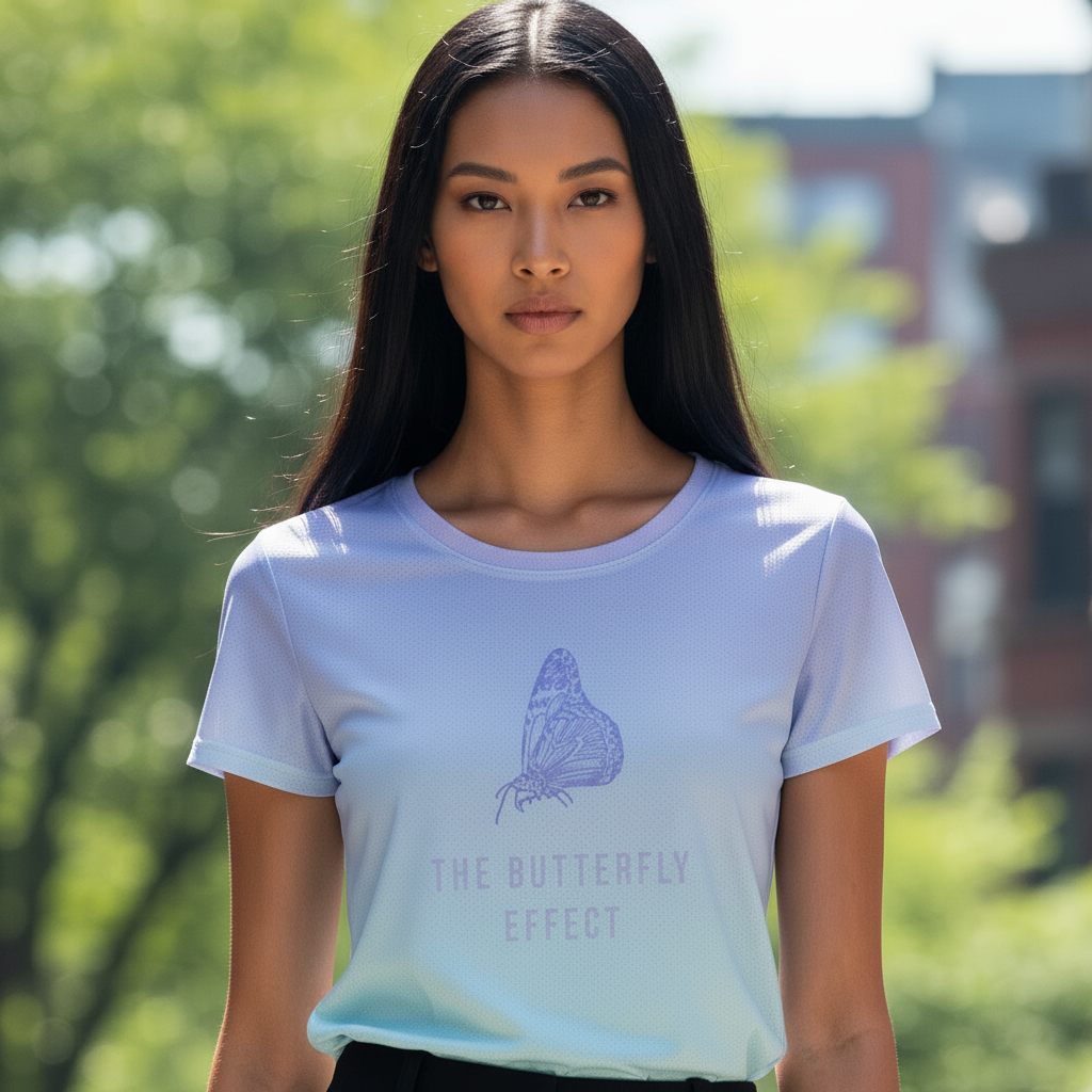 The Butterfly Effect women's athletic t-shirt – butterfly graphic sport tee
