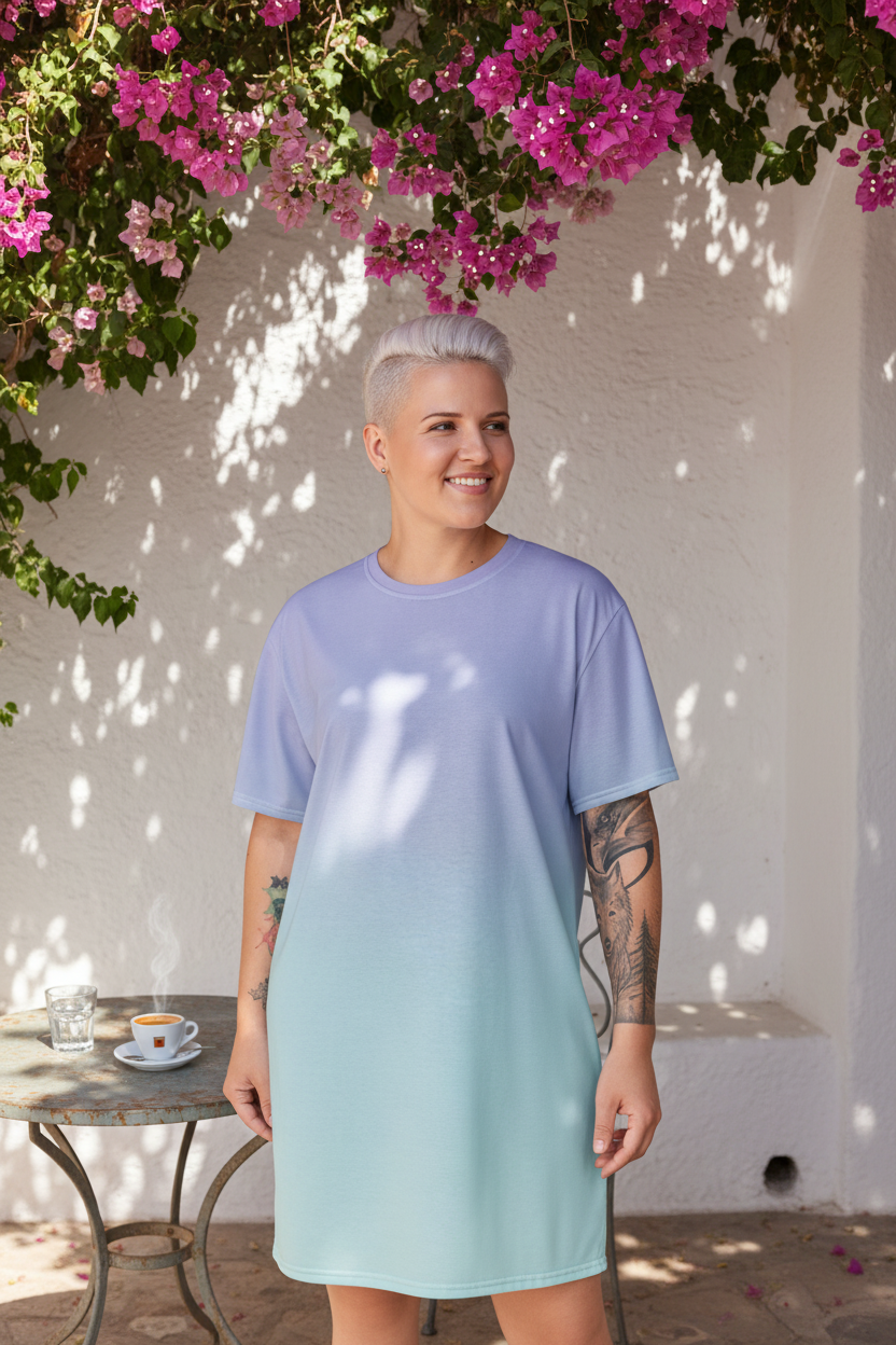 The Butterfly Effect ombré t-shirt dress – lavender mint women's casual dress