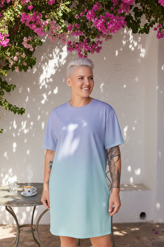 The Butterfly Effect ombré t-shirt dress – lavender mint women's casual dress