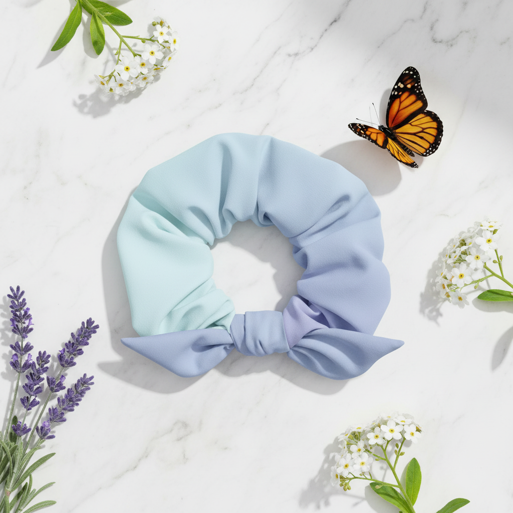 The Butterfly Effect recycled scrunchie – eco-friendly butterfly print hair accessory